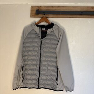 32 Degree Heat Puffer Jacket Full Zip Hooded Gray Unisex Size XL